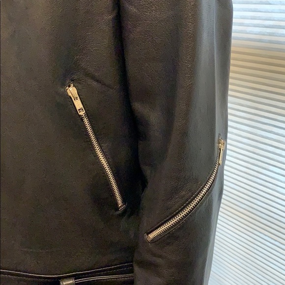 Men’s 100% leather borg biker jacket NWT - Picture 10 of 16